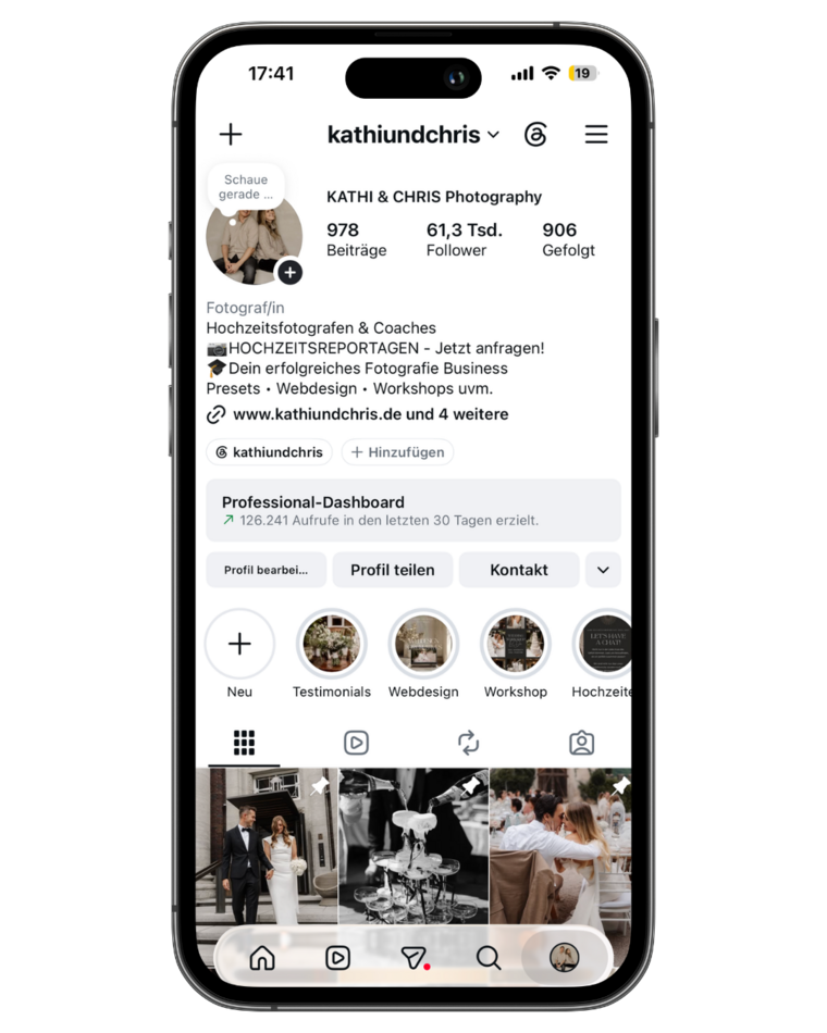 Instagram-Profil @kathiundchris mit konsistentem Feed