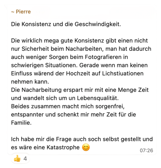 Umfrage-Antwort von Pierre: Konsistenz, weniger Sorgen, mehr Zeit für die Familie